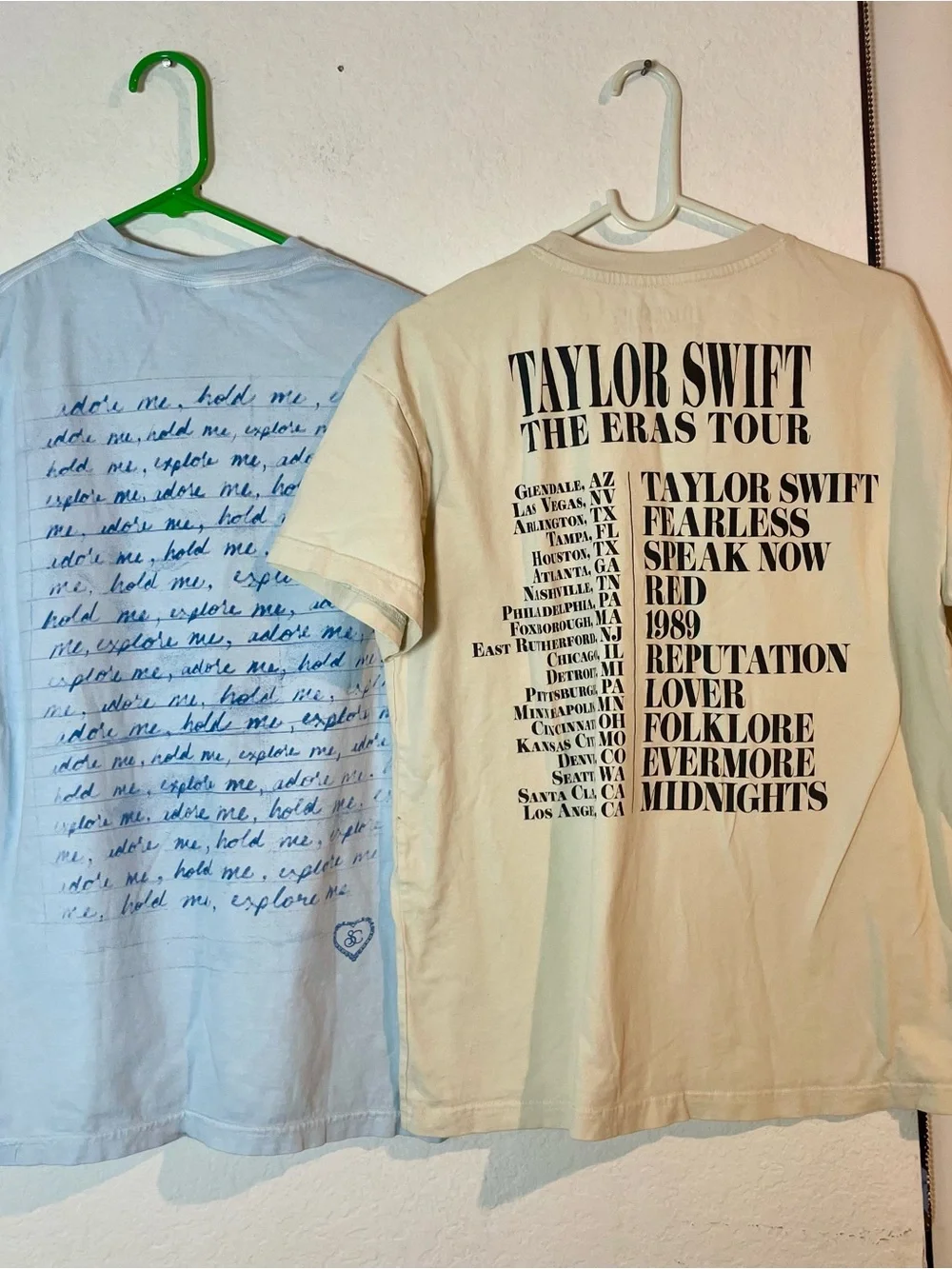 Official Taylor Swift Eras Tour T-Shirt Lot 2 Blue Cream S M Tour Merch